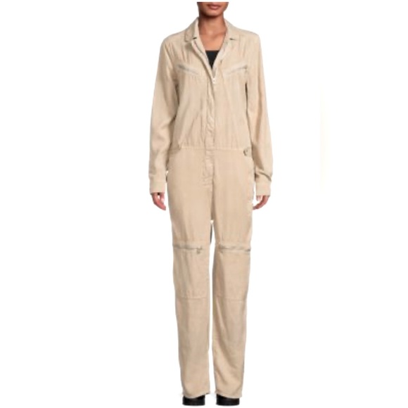 Etienne Marcel Pants - Etienne Marcel Tan Lyocell Aviator Jumpsuit
